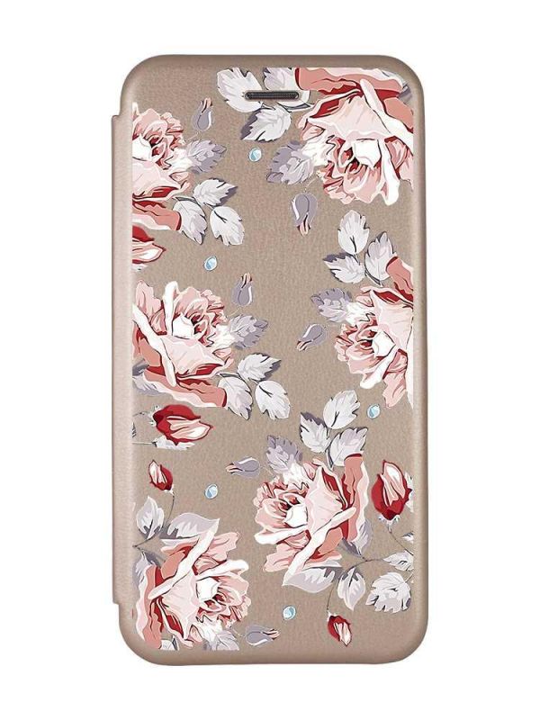 Чохол-книжка з малюнком для Xiaomi Redmi 10C Золотий :: Фон Троянди (принт 273)