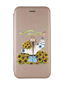 Чохол-книжка з малюнком для Xiaomi Redmi 10C Золотий :: Дівчина зі стрічкою (принт 25)