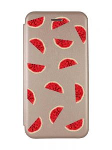 Чохол-книжка з малюнком для Xiaomi Redmi 10C Золотий :: Скибки кавуна (принт 34)