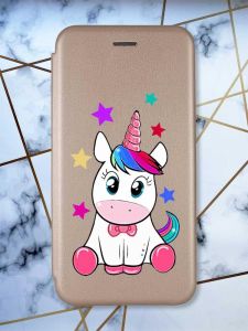 Чохол-книжка з малюнком для Xiaomi Redmi 10C Золотий :: Єдиноріг (принт 102)