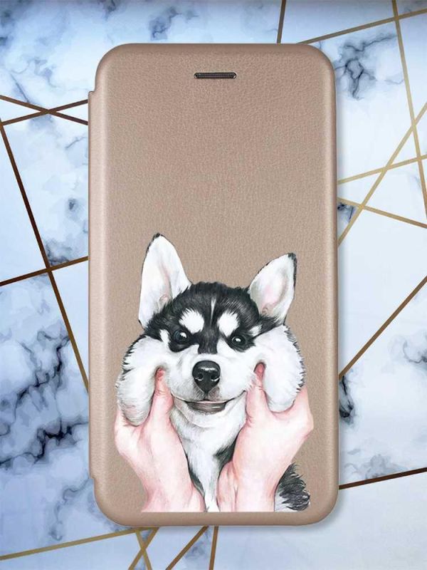 Чохол-книжка з малюнком для Xiaomi Redmi 10C Золотий :: Мордочка (принт 121)