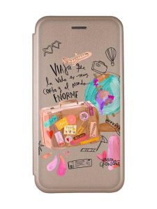 Чохол-книжка з малюнком для Samsung Galaxy A14 5G Золотий :: Настрій подорожувати (принт 329)