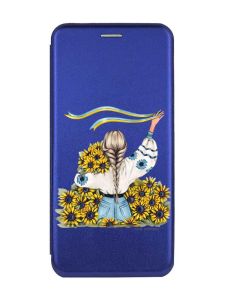 Чохол-книжка з малюнком для Xiaomi Redmi Note 13 Pro 4G Синій :: Дівчина зі стрічкою (принт 25)