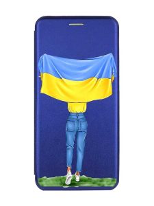 Чохол-книжка з малюнком для Xiaomi Redmi Note 13 Pro 4G Синій :: Дівчина з прапором (принт 263)