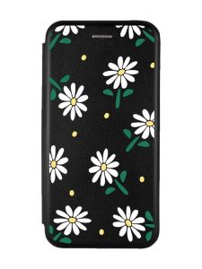 Чохол-книжка з малюнком для Samsung Galaxy A04E (A042) Чорний :: Ромашки (принт 368)