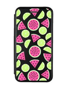 Чохол-книжка з малюнком для Samsung Galaxy A12 Чорний :: Кавуни и лайм (принт 345)