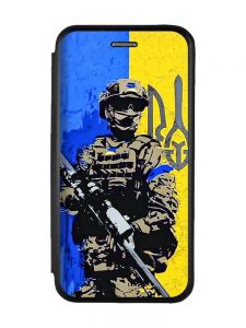 Чохол-книжка з малюнком для Samsung Galaxy A12 Чорний :: Солдат (принт 350)