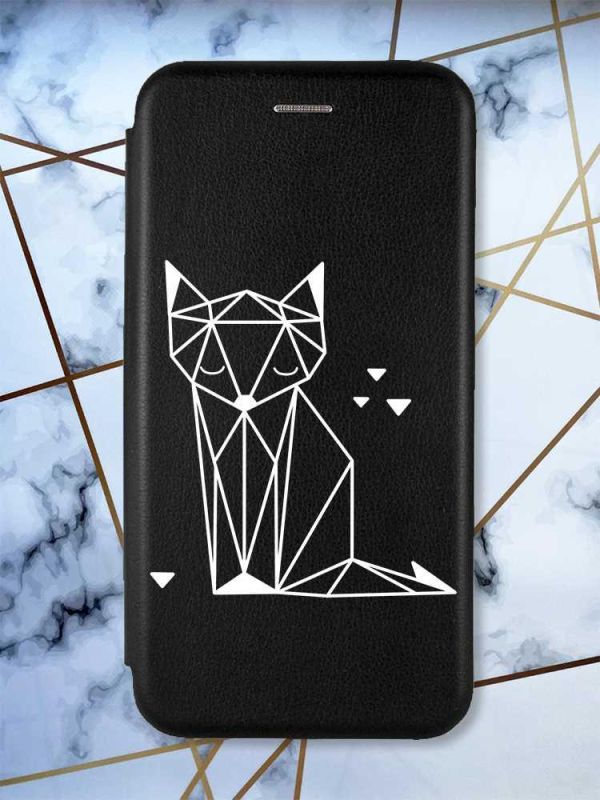 Чохол-книжка з малюнком для Samsung Galaxy A04E (A042) Чорний :: Лисиця (принт 127)