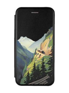 Чохол-книжка з малюнком для Samsung Galaxy A12 Чорний :: Пейзаж. Гори (принт 87)