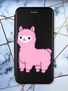 Чохол-книжка з малюнком для Samsung Galaxy A12 Чорний :: Лама рожева (принт 100)