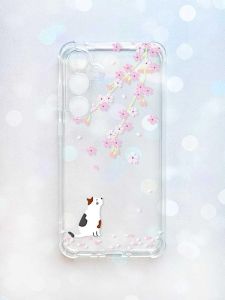 Чохол з потовщеними кутами на Samsung Galaxy A35 (A356) :: Котик і сакура (принт 283)