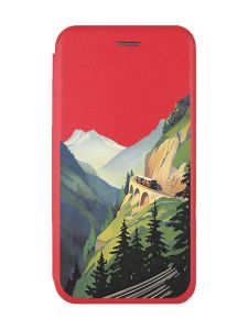 Чохол-книжка з малюнком для Xiaomi Redmi 12 Червоний :: Пейзаж. Гори (принт 87)