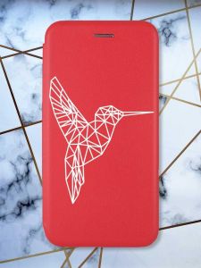 Чохол-книжка з малюнком для Xiaomi Redmi 12 Червоний :: Колібрі (принт 123)