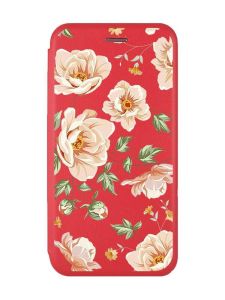 Чохол-книжка з малюнком для Xiaomi Redmi 12C Червоний :: Квіти пастельні (принт 277)