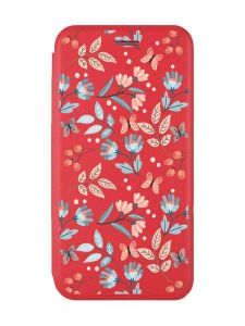 Чохол-книжка з малюнком для Xiaomi Redmi 12 Червоний :: Квітковий фон (принт 370)