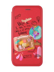 Чохол-книжка з малюнком для Xiaomi Redmi 12 Червоний :: Настрій подорожувати (принт 329)