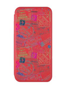 Чохол-книжка з малюнком для Xiaomi Redmi 12 Червоний :: Подорожі. Штампи (принт 316)