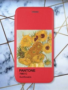 Чохол-книжка з малюнком для Xiaomi Redmi 12C Червоний :: Соняхи (принт 81)