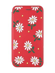 Чохол-книжка з малюнком для Xiaomi Redmi 12C Червоний :: Ромашки (принт 368)