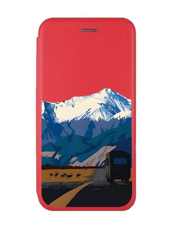 Чохол-книжка з малюнком для Xiaomi Redmi 12C Червоний :: Пейзаж. Гори (принт 85)