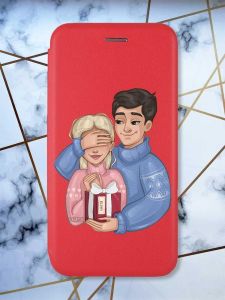 Чохол-книжка з малюнком для Xiaomi Redmi 12C Червоний :: Подарунок Щастя (принт 180)