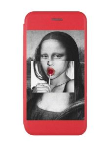 Чохол-книжка з малюнком для Xiaomi Redmi 12C Червоний :: Сучасна Мона Ліза (принт 351)