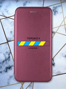 Чохол-книжка з малюнком для Xiaomi Redmi Note 13 Pro 4G Бордовий :: Перемога Завантаження (принт 88)