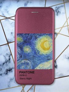 Чохол-книжка з малюнком для Xiaomi Redmi Note 13 Pro 4G Бордовий :: Зоряна ніч (принт 82)