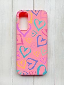 Матовий чохол на Samsung Galaxy A14 5G Рожевий :: Різнокольорові сердечка (принт 332)