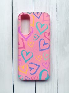 Матовий чохол на Samsung Galaxy A05s (A057) Рожевий :: Різнокольорові сердечка (принт 332)