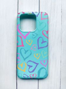 Матовий чохол на Xiaomi Redmi 12C Бірюзовий :: Різнокольорові сердечка (принт 332)