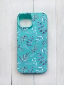 Матовий чохол на iPhone 15 Бірюзовий :: Рослинний фон (принт 276)