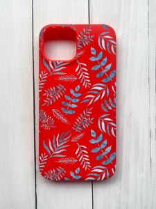 Матовий чохол на iPhone 15 Червоний :: Рослинний фон (принт 276)