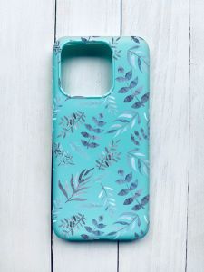 Матовий чохол на Xiaomi Redmi 12C Бірюзовий :: Рослинний фон (принт 276)