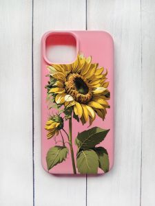 Матовий чохол на iPhone 15 Рожевий :: Соняшник (принт 274)