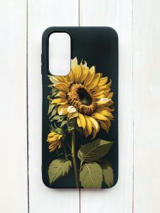 Матовий чохол на Samsung Galaxy A14 5G Чорний :: Соняшник (принт 274)