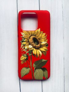 Матовий чохол на Xiaomi Redmi 12C Червоний :: Соняшник (принт 274)