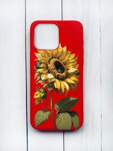 Матовий чохол на iPhone 15 Pro Max Червоний :: Соняшник (принт 274)