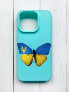 Матовий чохол на iPhone 15 Pro Бірюзовий :: Метелик Україна (принт 255)