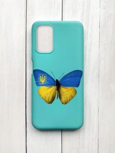 Матовий чохол на Xiaomi Redmi 9T Бірюзовий :: Метелик Україна (принт 255)