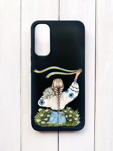 Матовий чохол на Samsung A34 5G Чорний :: Дівчина зі стрічкою (принт 17)
