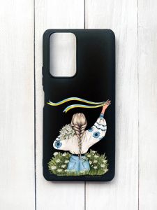 Матовий чохол на Xiaomi Redmi Note 10 Pro/10 Pro Max Чорний :: Дівчина зі стрічкою (принт 17)