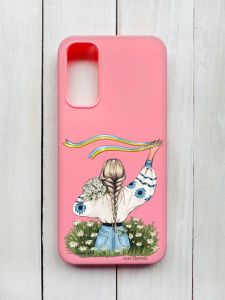 Матовий чохол на Samsung Galaxy A14 5G Рожевий :: Дівчина зі стрічкою (принт 17)
