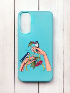 Матовий чохол на Samsung A34 5G Бірюзовий :: Ластівки (принт 15)