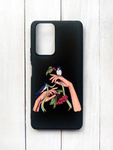 Матовий чохол на Xiaomi Redmi Note 10 Pro/10 Pro Max Чорний :: Ластівки (принт 15)