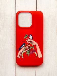Матовий чохол на iPhone 15 Pro Червоний :: Ластівки (принт 15)