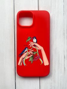 Матовий чохол на iPhone 15 Червоний :: Ластівки (принт 15)