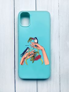 Матовий чохол для Samsung Galaxy A51 (2020)/A515 Бірюзовий :: Ластівки (принт 15)