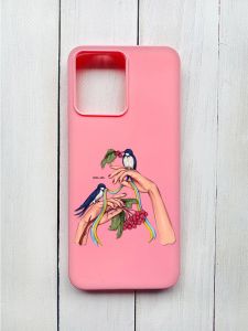 Матовий чохол на Xiaomi Redmi 12 Рожевий :: Ластівки (принт 15)