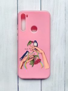 Матовий чохол на Xiaomi Redmi Note 8T Рожевий :: Ластівки (принт 15)